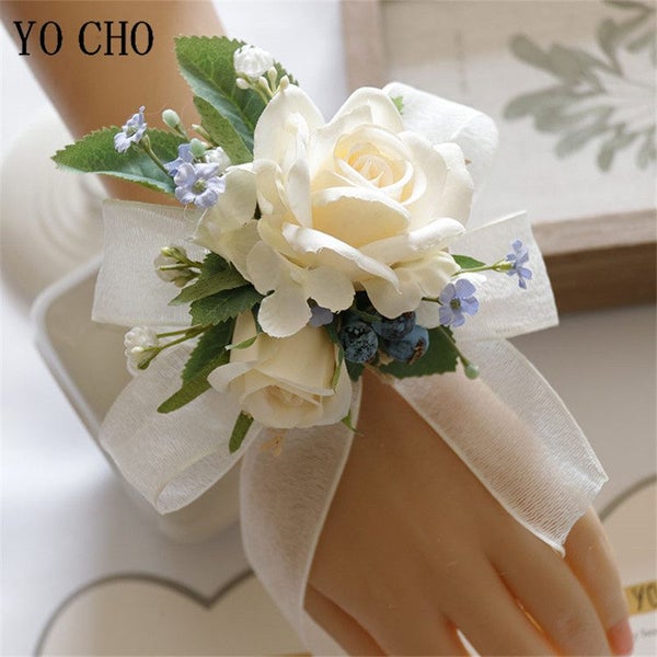 Ivory Wrist Corsage Bridesmaid Sisters Handmade Flower Artificial Carousel 2