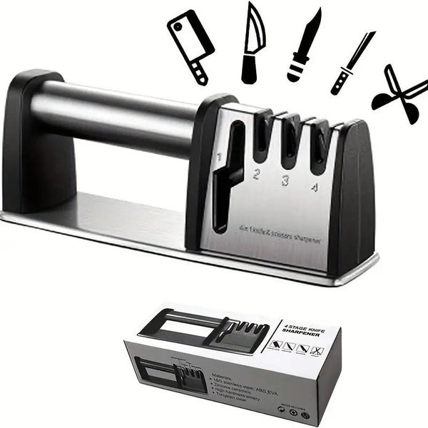 NEW Heavy Duty 1pc 4-In-1 Knife Sharpeners Anti-Slip 3 Stage Knife Sharpener Carousel 1