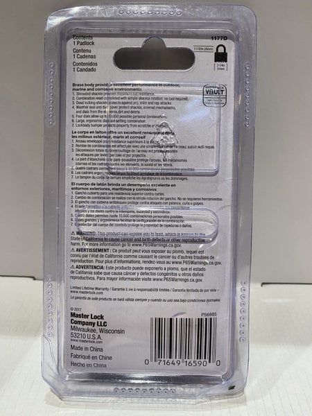 Master Lock Combination Padlock 57mm + AfterPay Carousel 6