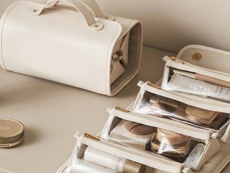 Large Capacity Travel Cosmetic Bag Makeup Organizer with Divider Pouch Carousel 5