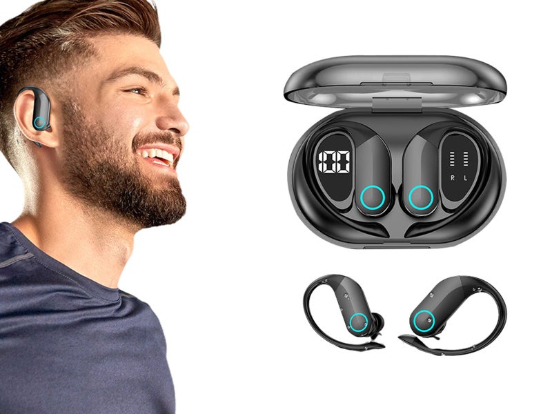 Bluetooth Wireless Earbuds Noise Cancellation HiFi Sport Earphones with Earhooks Carousel 1