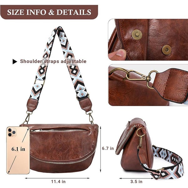 Leather Vintage Crossbody Bags for Women Sling Bag Fanny Purse (Dark Brown) Carousel 6