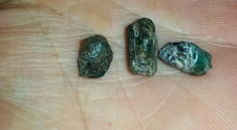 Beautiful 11.4 ct Rough African Green Natural Emerald Untreated x 3 Carousel 1
