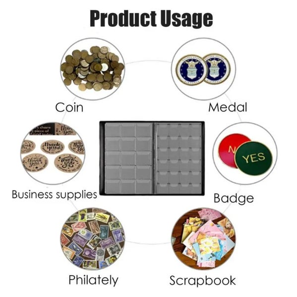 Coin Collection Holders Stamp Storage Money Penny Pockets Album i2718BK0 Carousel 8