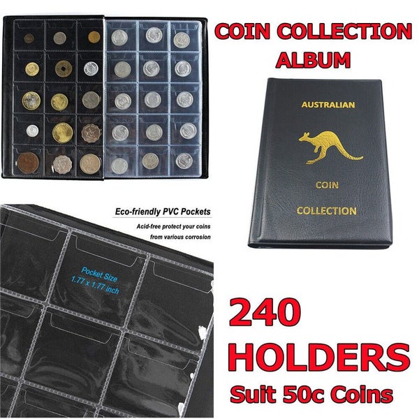 Coin Collection Holders Stamp Storage Money Penny Pockets Album i2087BK0 Carousel 1