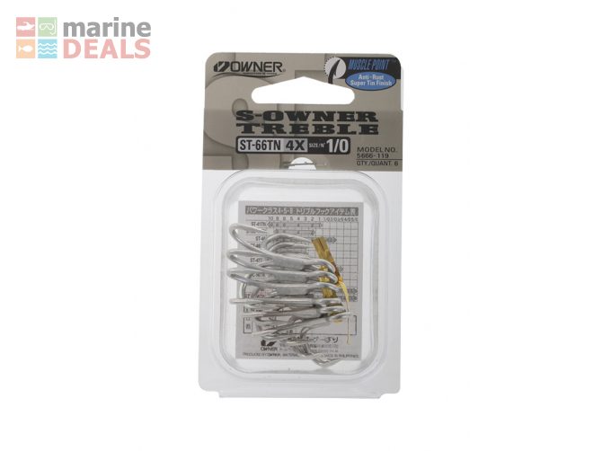 Owner ST-66 TN Tinned Treble Hooks 1/0 Qty 6 Carousel 1