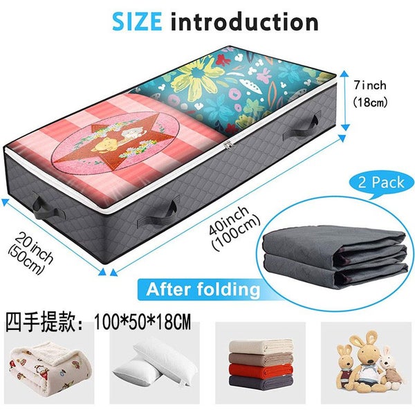 1pc Under Bed Storage Bags, Large Capacity Underbed storage Containers Carousel 2