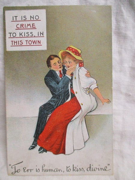 To Err is Human to Kiss is Divine Artist Comic Postcard - BH 116 Carousel 1