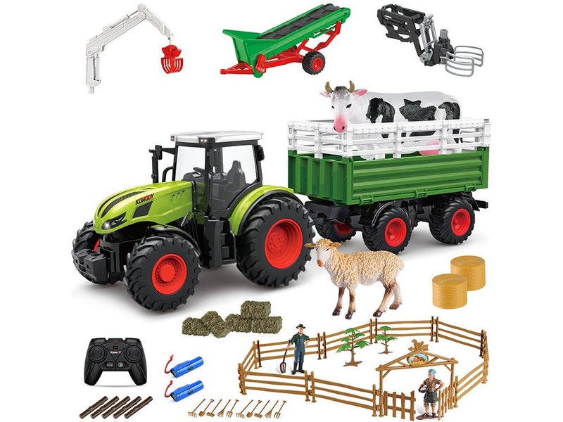 Kids Tractor Toy Farm Playset Remote Control Tractor, 2.4Ghz RC Tractor Carousel 1