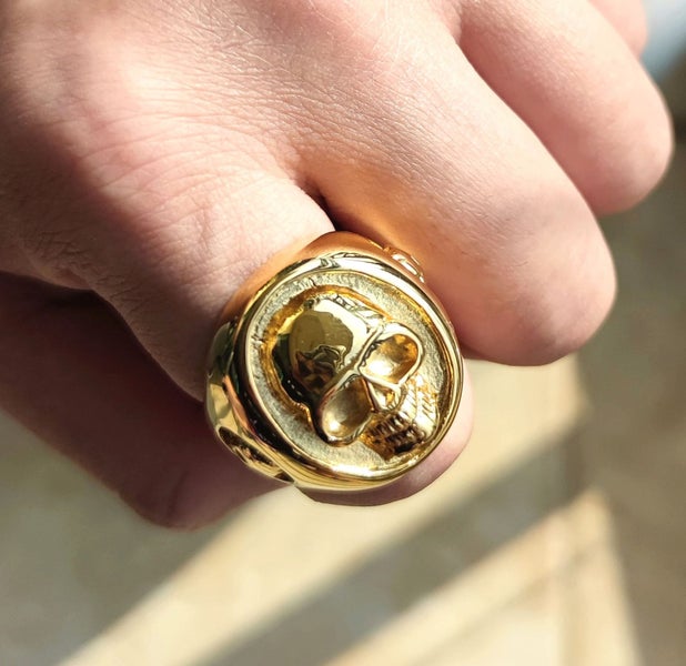 (18K Gold Filled) Skull Ring Statement Ring Steel Ring RST15KL-562936673128706112