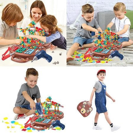 Children Electric Drill Toolbox Driller Games Tool Toy Carousel 13