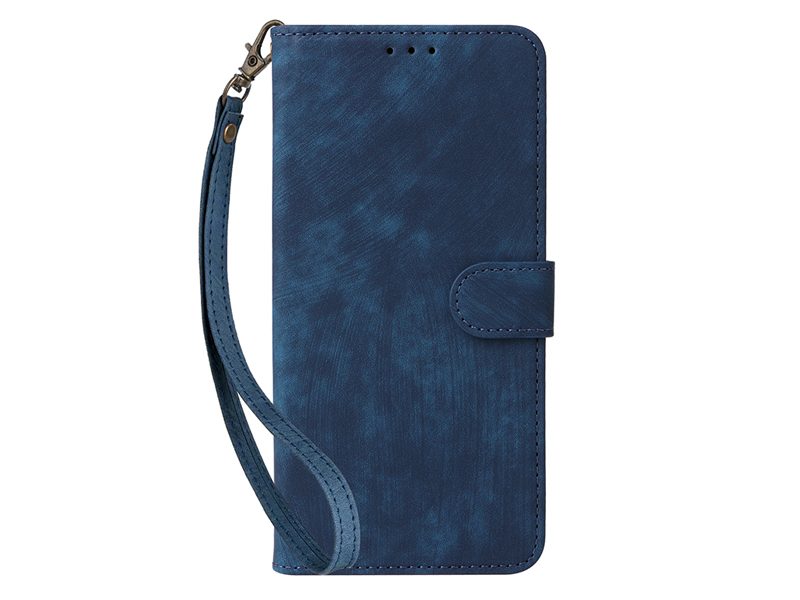 PU Leather Wallet Case Cover for OPPO A5X with Wrist Strap Blue Carousel 10