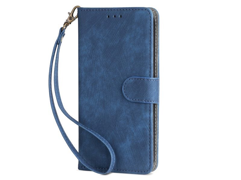 PU Leather Wallet Case Cover for OPPO A5X with Wrist Strap Blue Carousel 2