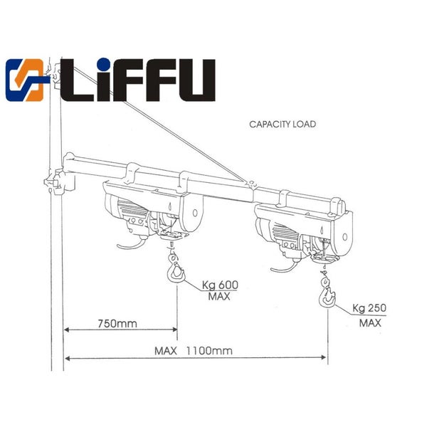 Liffu Electric Hoist Scaffold Swing Arm 1100mm HST250 Carousel 2