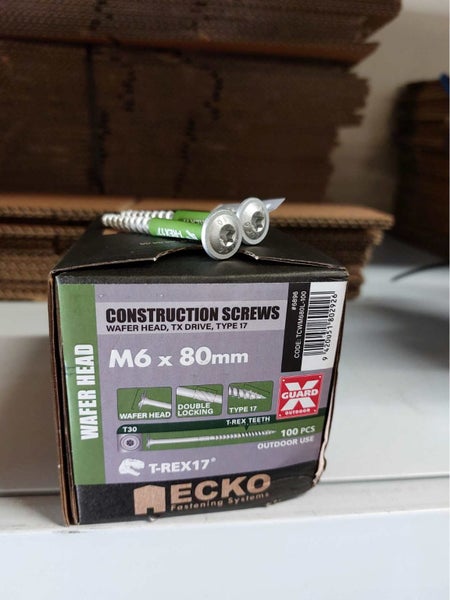 Construction Screws Wafer Head 6mm x 80mm 100 pack Carousel 1