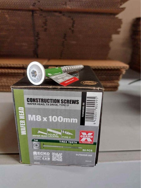 Construction Screws Wafer Head 8mm x 100mm 50 pack Carousel 1