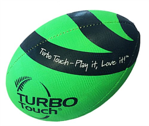 SILVER FERN TURBO TOUCH RUGBY BALL GREEN SENIOR Carousel 1
