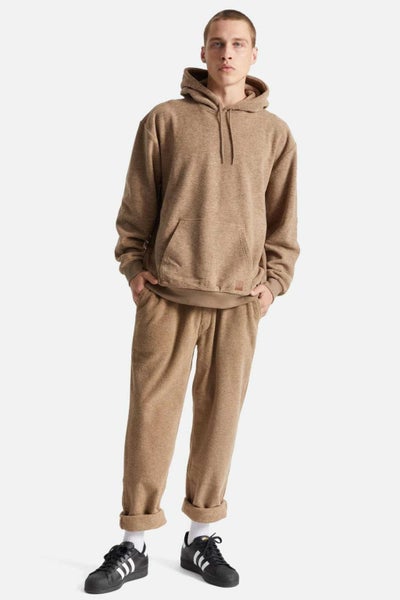 Brixton Mens Arctic Fleece Hood in Oatmeal Carousel 4
