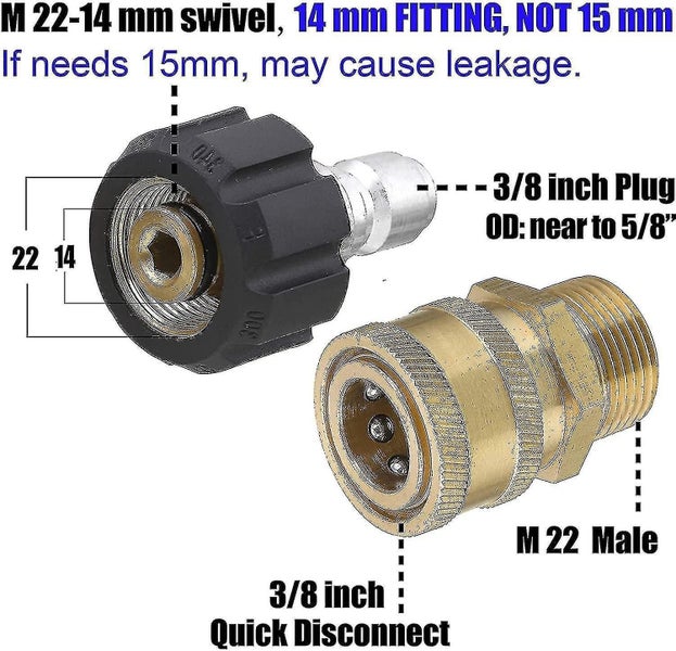 Pressure Washer Adapter Kit M22 Swivel To 3/8" Quick Connect 3/4" To Quick Relea Carousel 2