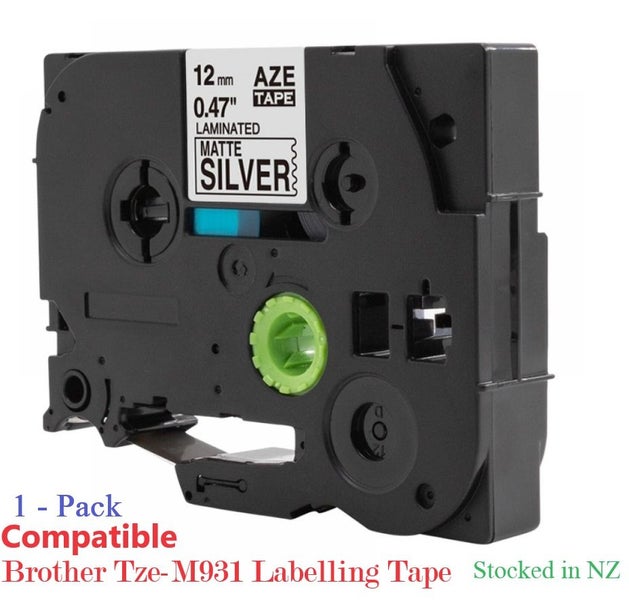 Brother PT-P700 TZe-M931 TZeM931 Black on Matte Silver Tape Cassette Comp. Carousel 1