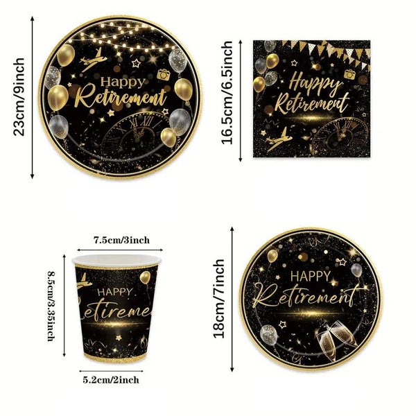 Retirement Day Decor Happy Retirement Tableware Cutlery Party Decoration Set Carousel 7