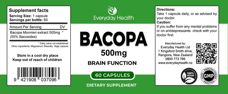 Bacopa Monnieri - Cognitive Support - 60 Capsules64368885380227111
