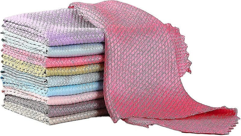 10 Pack Multifunction Microfiber Cleaning Cloth - Colorful Cloths for Glass Mirr Carousel 1