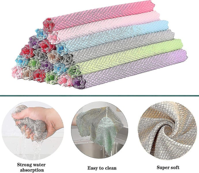 10 Pack Multifunction Microfiber Cleaning Cloth - Colorful Cloths for Glass Mirr Carousel 2