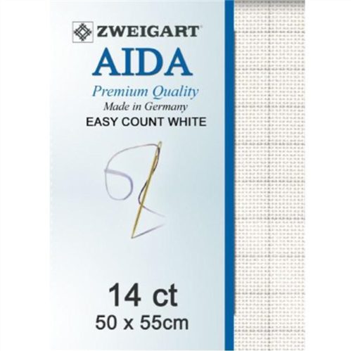 Zweigart Aida 14ct : Easy Count White 50x55cm Carousel 1