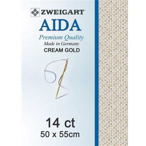 Zweigart Aida 14ct 50x55cm Cream Gold Carousel 1