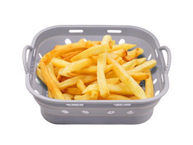 1Pc Square Foldable Air Fryer Silicone Pot Liner Reusable Oven Baking Pan-Grey Carousel 2