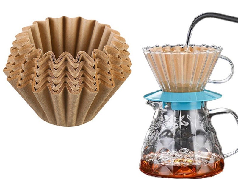 50 Sheets Disposable Basket Coffee Filters Paper for Drip Coffee Maker - Brown Carousel 1