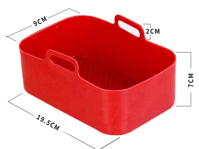 2Pcs Rectangle Air Fryer Silicone Pot Air Fryer Basket for Ninja DZ201 Red Carousel 3