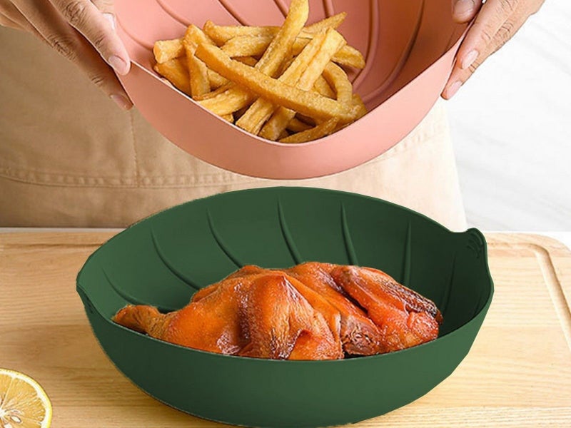 3Pcs 20cm Reusable Air Fryer Silicone Pot Oven Baking Tray Pan Air Fryer Liner Carousel 2