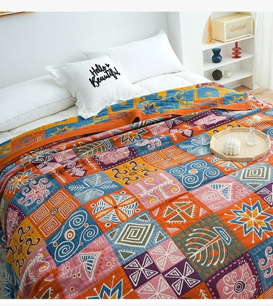 Cotton Five-layer Gauze Towel Quilt, Gauze Sheet Bed Cover Air Condition Throw Carousel 2