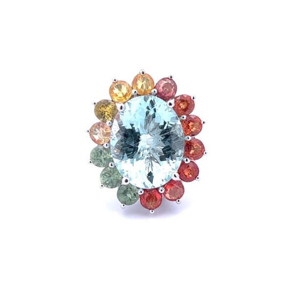 Aquamarine 7.13ct & Coloured Sapphire Ring 3.47ct Valuation $13,160 Carousel 1