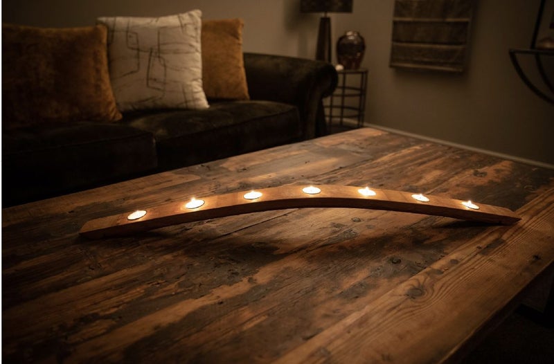 Wooden Wine Barrel, 7 Tealight Candle Holder Carousel 2