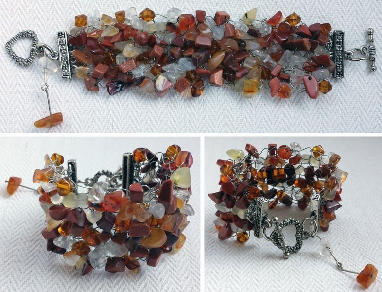 BEAUTIFUL SPICE COLOURED MULTI-CRYSTAL BRACELET | SHADES OF ORANGE AND BROWN Carousel 1
