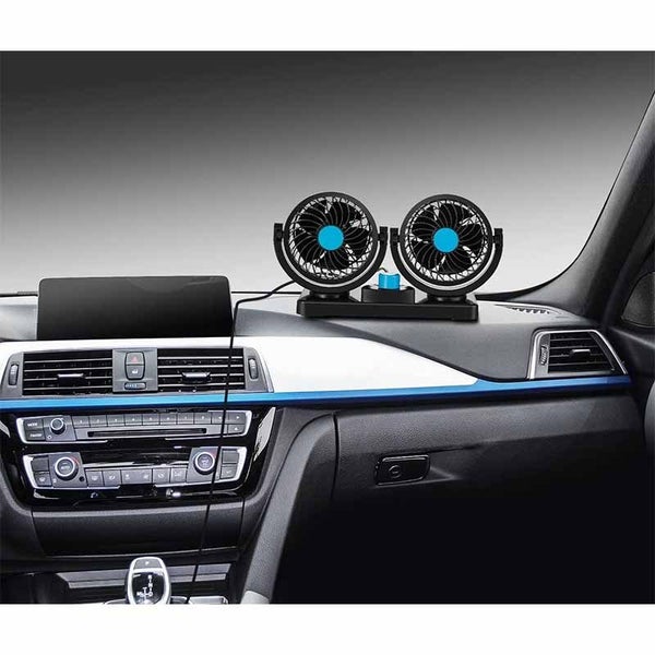 Car Fan DC Electric 2 Speed Dual Head Fans for Sedan SUV RV Boat -Blue Carousel 6