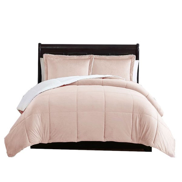 3 Piece Micro Mink Comforter Set Apricot Queen Comforter Sets Queen Carousel 1