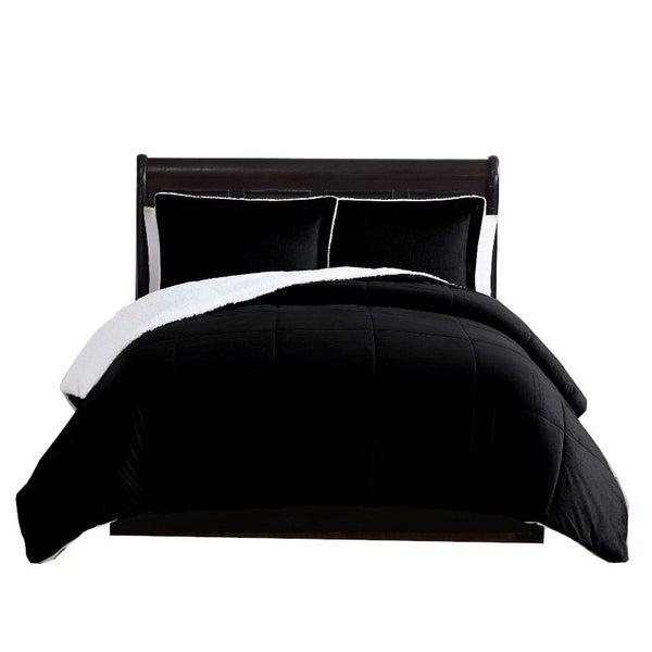3 Piece Micro Mink Comforter Set Black Queen Comforter Sets Queen Carousel 1
