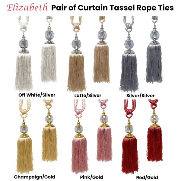 Elizabeth Pair Of Curtain Tassel Rope Ties Champagne/Gold Curtains & Drapes Carousel 2
