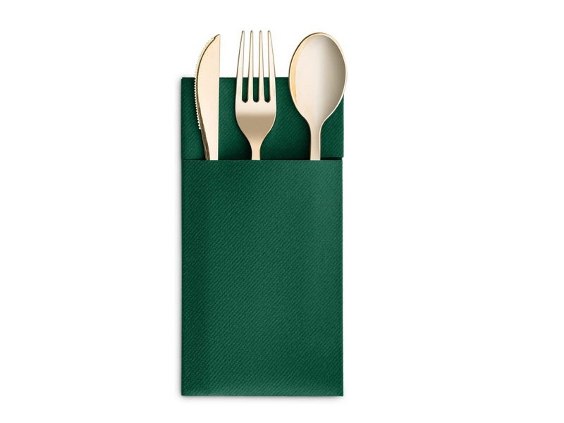 50 Pieces Prefolded Disposable Paper Napkins with Flatware Pocket - Green Carousel 2