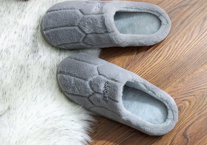 Clearance! Warm slippers-grey -cotton slippers rabbit hair - SIZE 7-7.5 #DA307 Carousel 2
