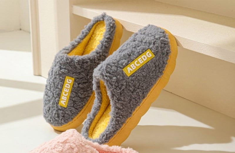 Clearance! Warm slippers-GREY -cotton slippersr- SIZE 10-11 #DA311 Carousel 2