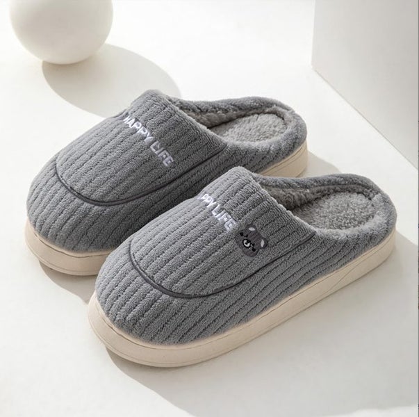 Clearance! Warm slippers- Grey- bear -cotton slippersr- SIZE 8.5-9.5 #DA207 Carousel 1