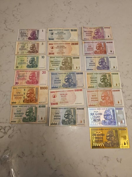 zimbabwe note set $1-100 trillion Carousel 1