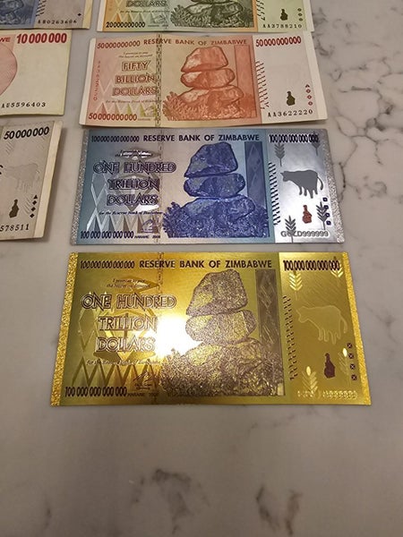 zimbabwe note set $1-100 trillion Carousel 2