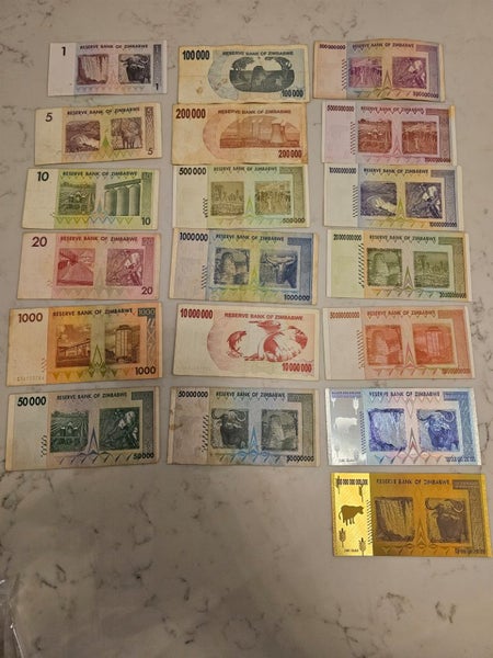 zimbabwe note set $1-100 trillion Carousel 3