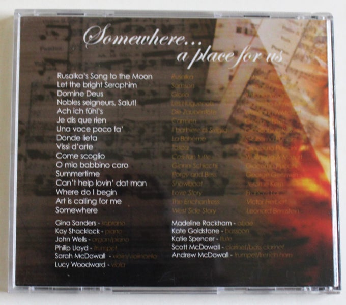 Gina Sanders (Soprano) "Somewhere.. A Place for us" CD 2002 Carousel 2